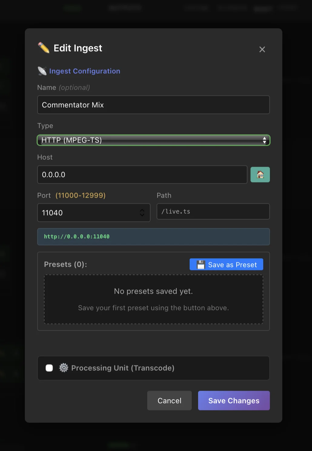 HTTP Input Configuration